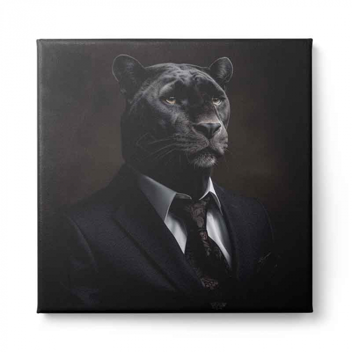 Tablou canvas, modern, Animale, Pantera negra in costum pentru hol, living [2]