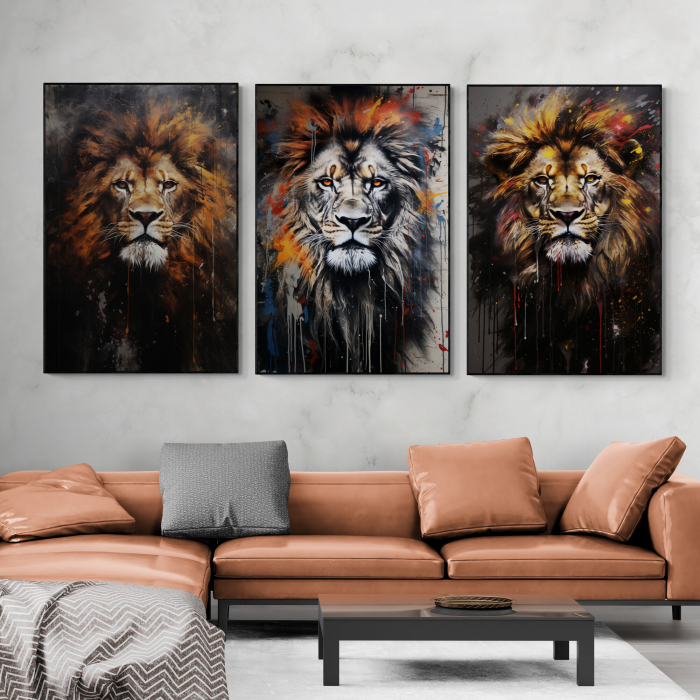 Tablou canvas, modern, Animale, Leu, in stil abstract, colorat, pentru living [1]