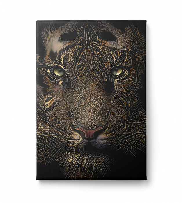 Tablou canvas, modern, Animale, Leu  in tonuri de galben ,negru, pentru living, birou [1]