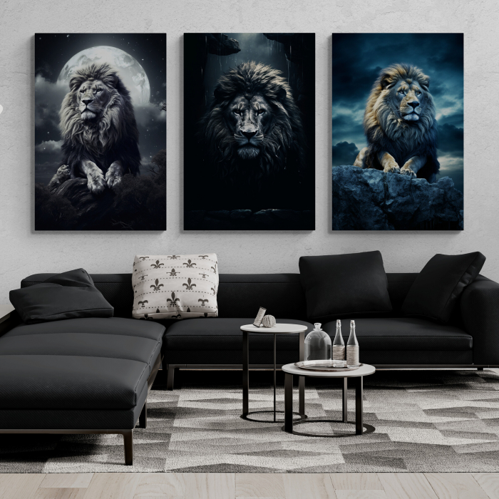 Tablou canvas, modern, Animale, Leu noaptea,  pentru living [1]