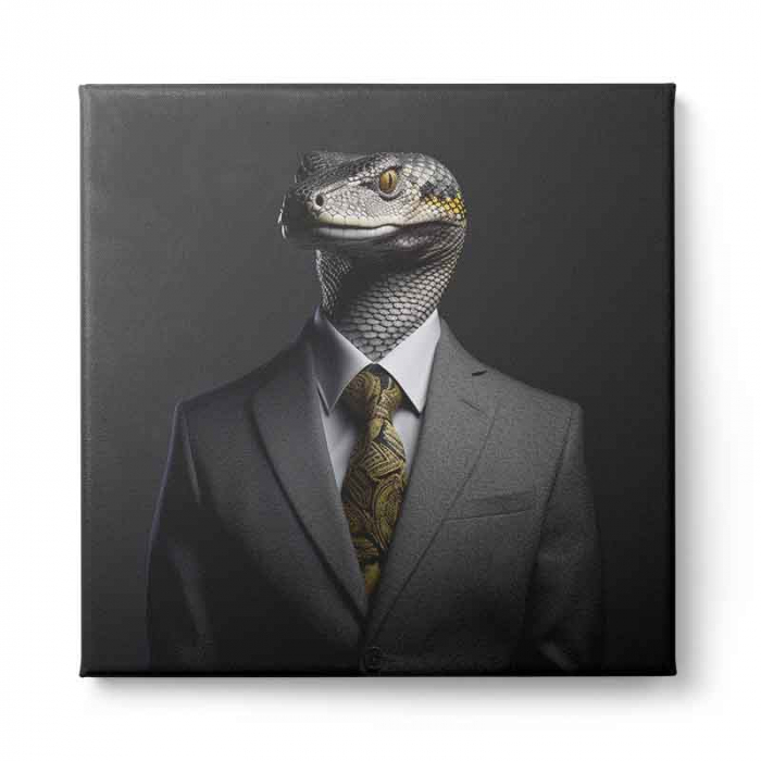 Tablou canvas, modern, Animale, Sarpe in costum,pe fundal negru, pentru birou, living [2]
