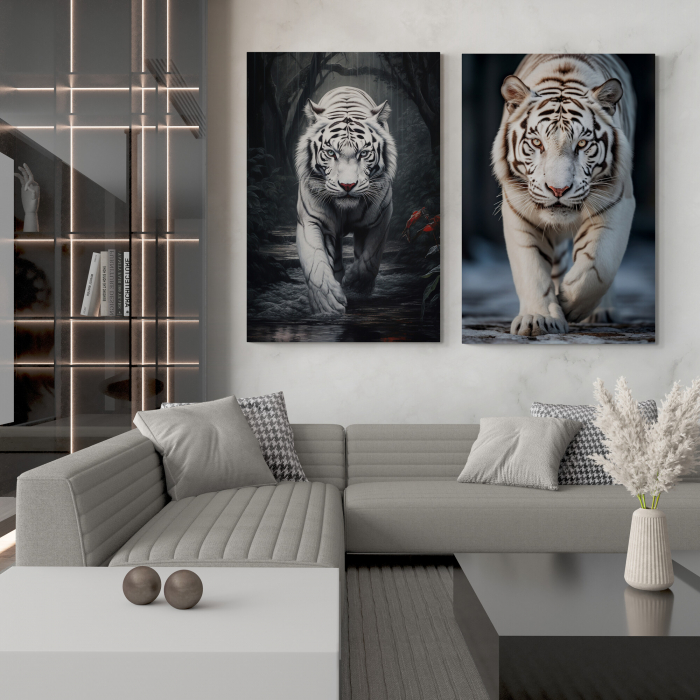 Tablou canvas, modern, Animale, Tigru alb,  pentru living [1]