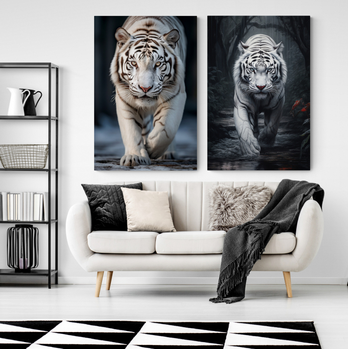 Tablou canvas, modern, Animale, Tigru alb,  pentru living [2]