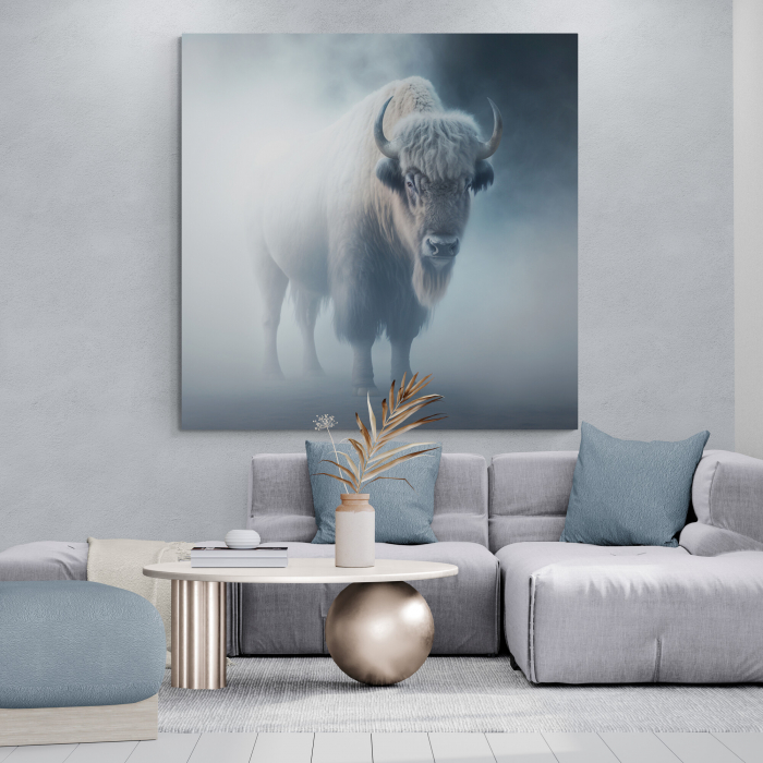 Tablou canvas, modern, Animale, Zimbru, nuante de gri, albastru, pentru living [1]