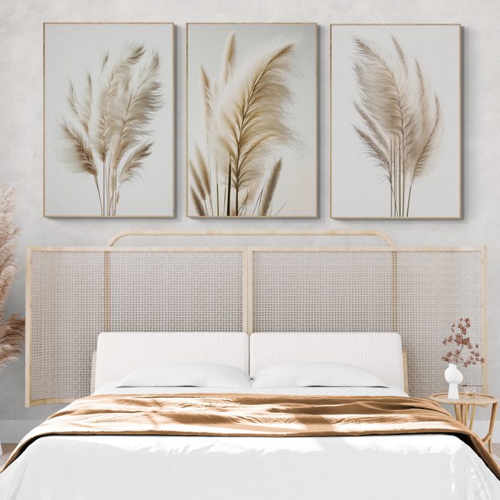Tablou canvas, modern, buchet in stil conceptualin nuante de crem, pentru dormitor [1]