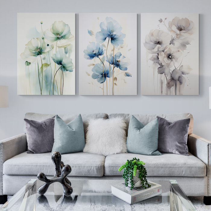 Tablou canvas, modern, cu floari pictate stil abstract, pentru hotel [1]