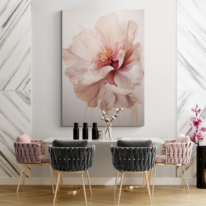 Tablou canvas, modern, cu floare roz pal, pentru bucatarie, hol [1]
