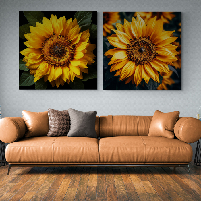 Tablou canvas, modern, cu Floarea soarelu in nuante de galben, pentru living [1]