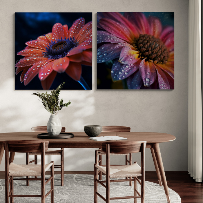 Tablou canvas, modern, cu Flori in stil realistic, nuante de roz pentru bucatarie [1]