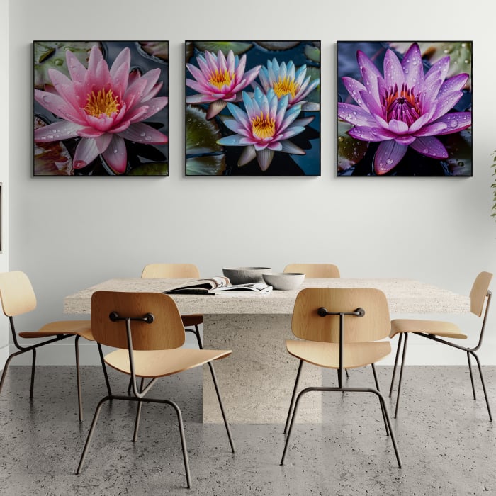 Tablou canvas, modern, cu Flori, Lotus roz, mov, pentru spa [2]