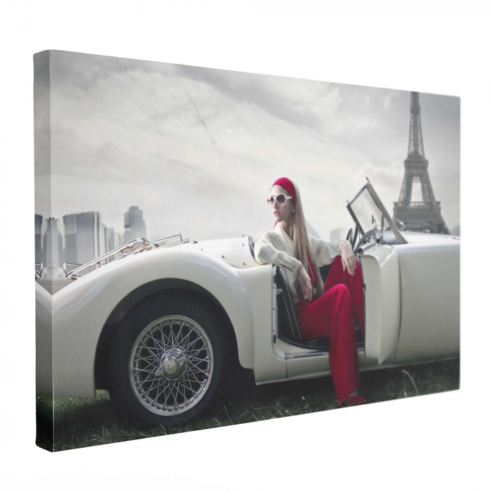 Tablou canvas abstract cu mașini retro în culori vibrante [3]
