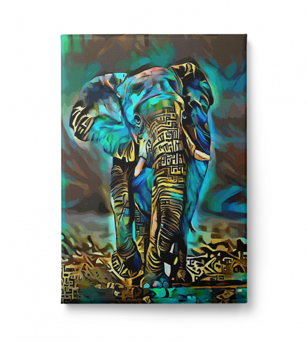 Tablou canvas, modern, elefant albastru ,pentru living [1]