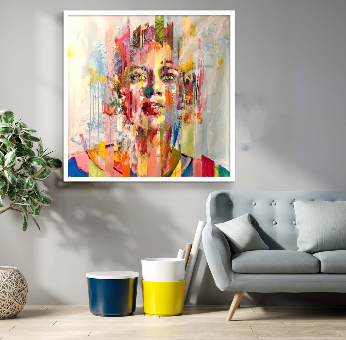 Tablou canvas, modern, fata pictata, multicolor, pentru birou [1]