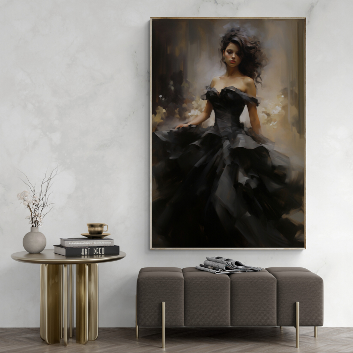 Tablou canvas, modern, femeie eleganta, in stil abstract, nuante de alb negru, pentru hotel [1]