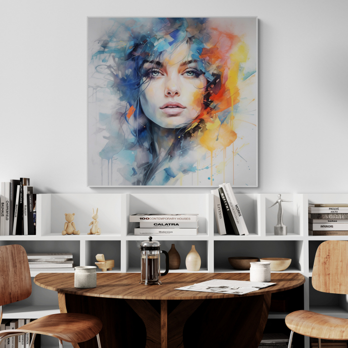 Tablou canvas, modern, femeie fashion, stil abstract, nuante portocaliu, pentru birou [1]