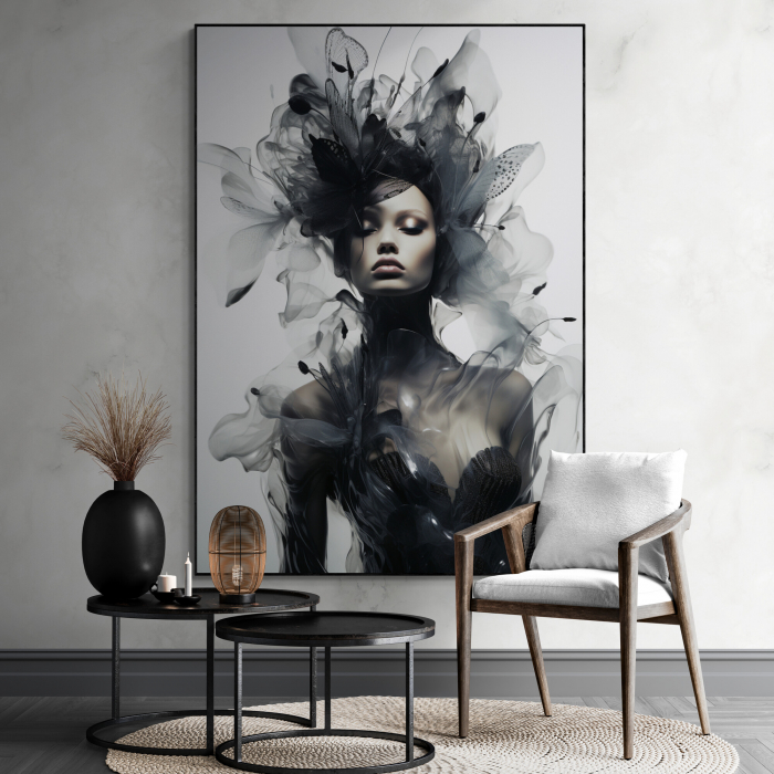 Tablou canvas, modern, femeie senzuala cu flori, pentru hotel [1]