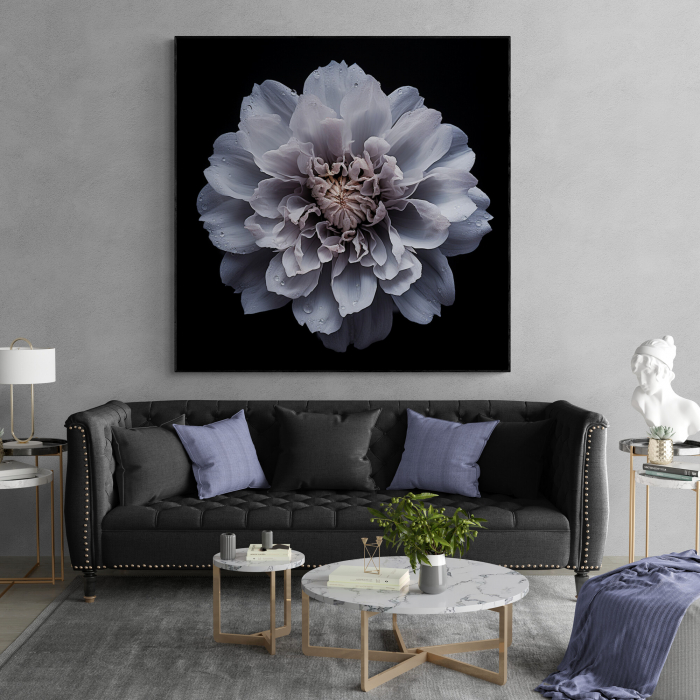 Tablou canvas, modern, Floare lila pe fundal negru, pentru living, hol [1]