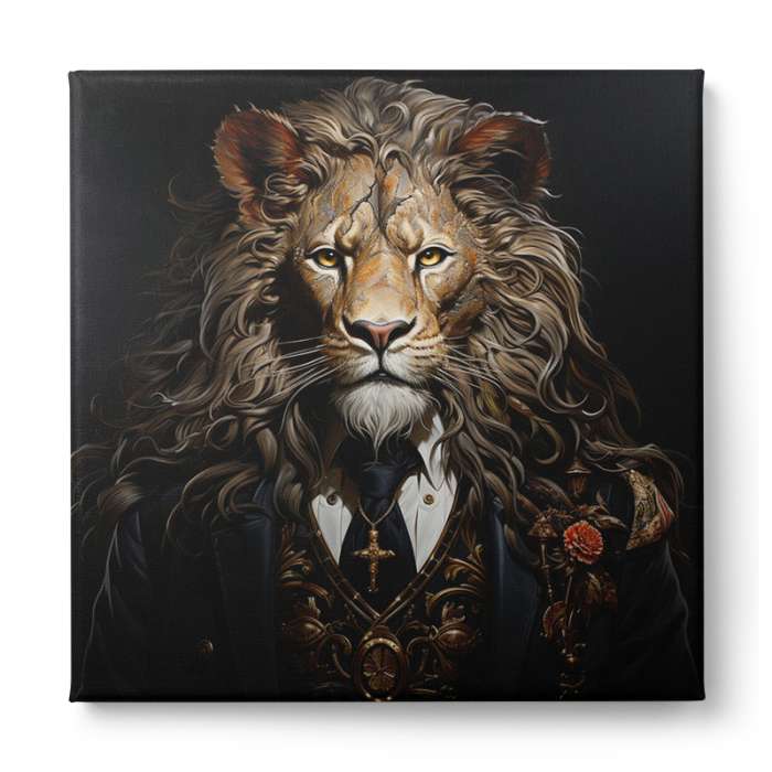 Tablou canvas modern, leu, in costum, pentru living [1]