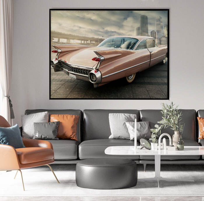 Tablou canvas abstract cu mașini colorate pentru decor modern. [1]