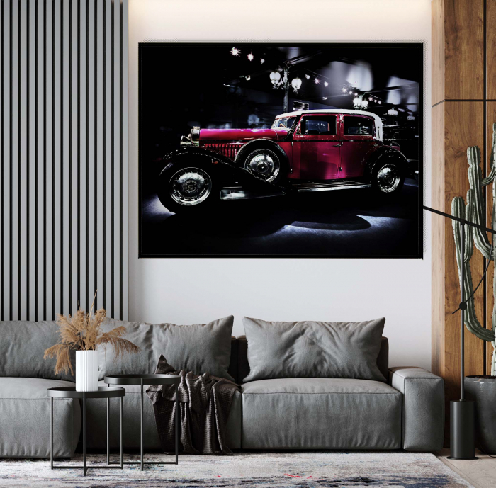 Canvas abstract cu mașină de epocă pentru decor modern. [1]