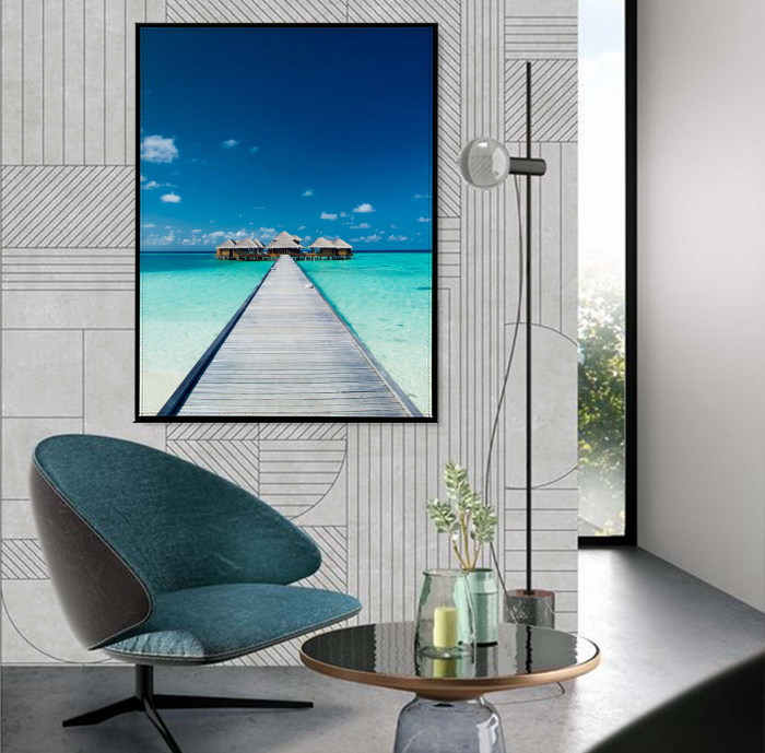Tablou canvas modern cu ocean turcoaz pentru hol sau baie [1]