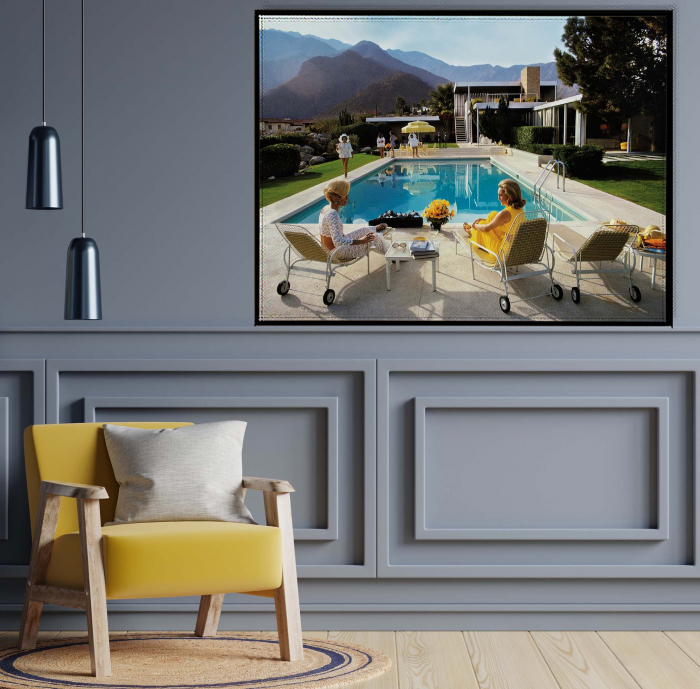 Tablou canvas abstract cu munte și piscină pentru living [1]