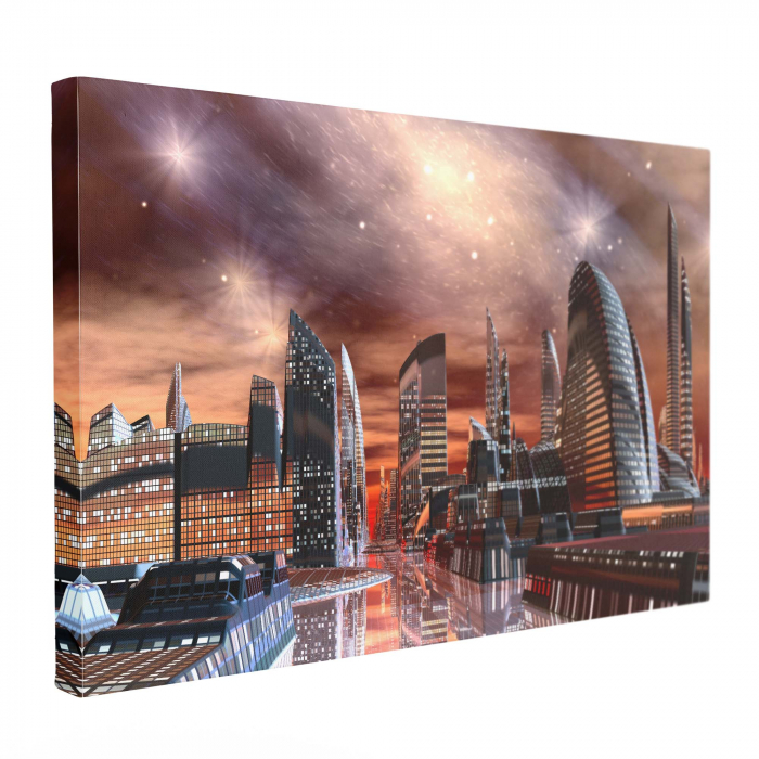 Tablou canvas abstract cu arhitectura modernă pentru living sau birou. [2]