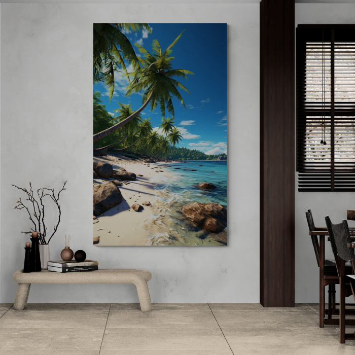 Tablou canvas modern cu peisaj tropical și palmieri pentru hol. [1]