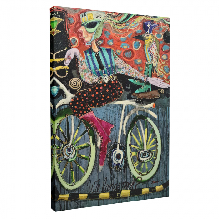 Tablou canvas, modern, Plimbare pe bicicleta, multicolor, pentru dormitor, 50 x 70 cm [2]