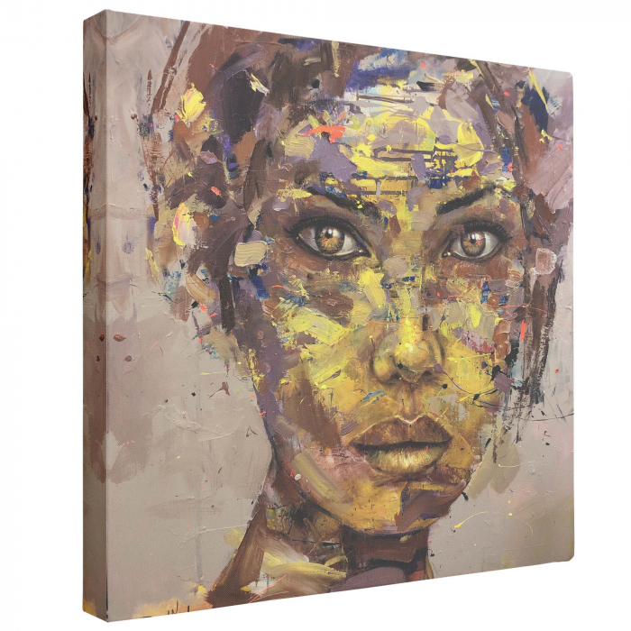 Tablou canvas, modern, portret abstract, multicolor, pentru sufragerie [2]