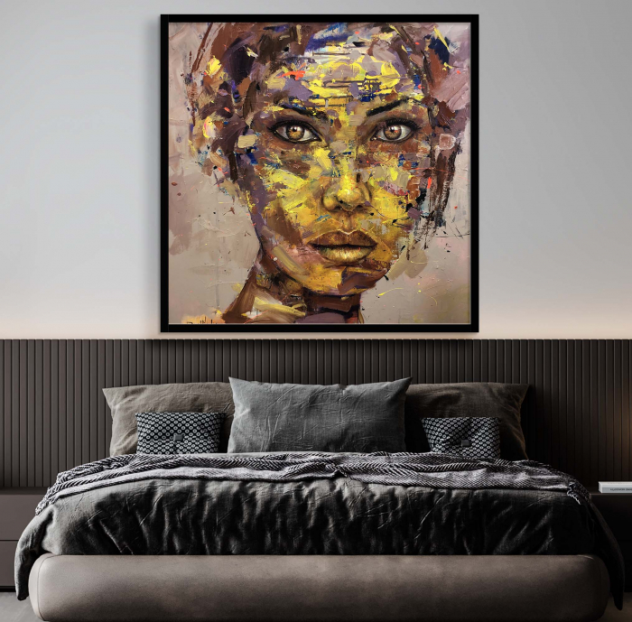 Tablou canvas, modern, portret abstract, multicolor, pentru sufragerie [1]