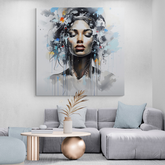 Tablou canvas, modern, portret femeie abstract, colorat, pentru living [1]