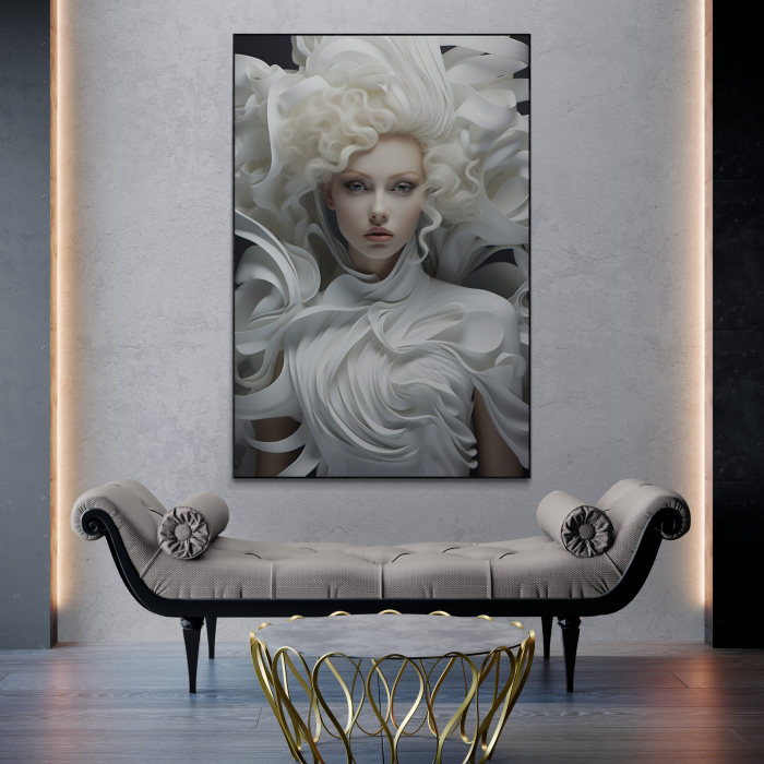 Tablou canvas, modern, portret femeie, elegant, alb, pentru salon [1]