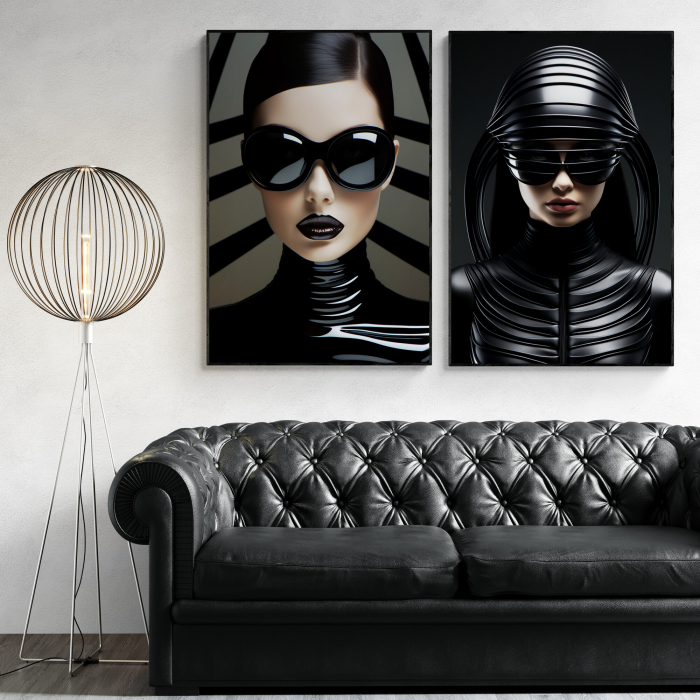 Tablou canvas, modern, portret femeie fashion, cu ochelari, pentru birou [1]