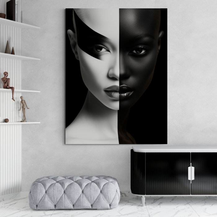 Tablou canvas, modern, portret femeie fashion, elegant, alb negru pentru studiou [1]