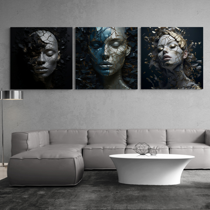 Tablou canvas, modern, portret femeie, in nuante gri, pentru hotel [1]