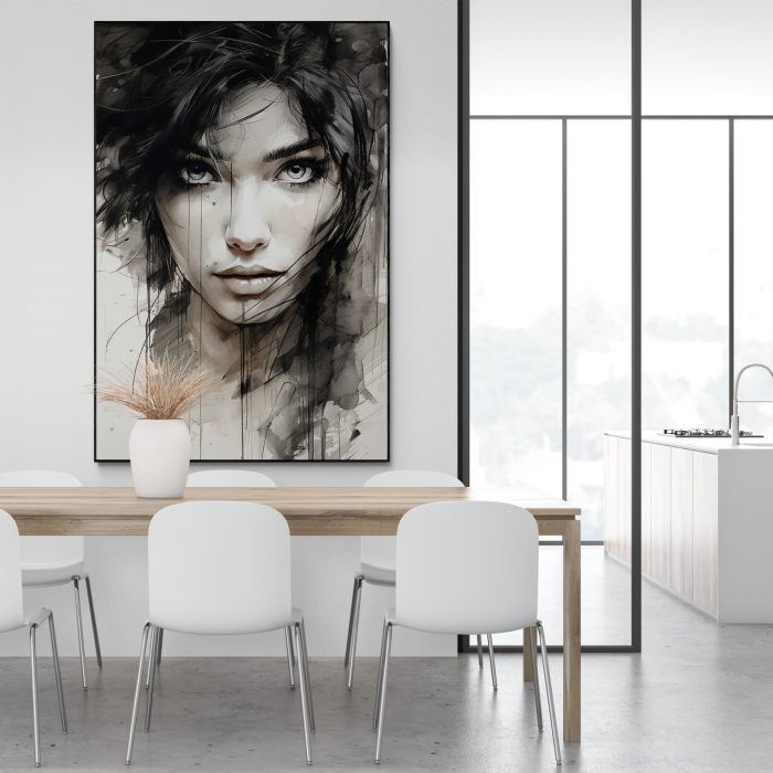 Tablou canvas, modern, portret femeie in stil abstract, pentru bucatarie [1]