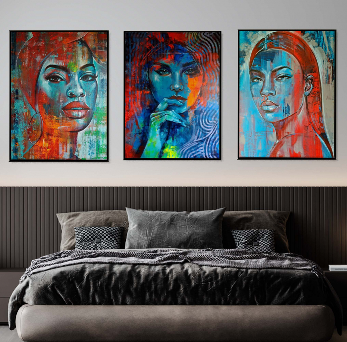 Tablou canvas, modern, portret femeie, abstract, multicolor, pentru dormitor, living [1]