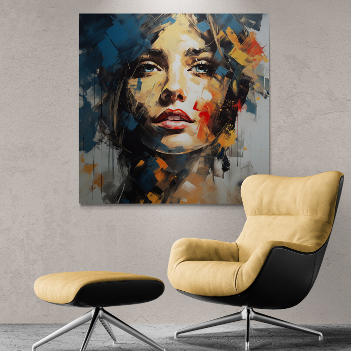 Tablou canvas, modern, portret femeie senzuala, abstract, colorat, pentru birou [1]
