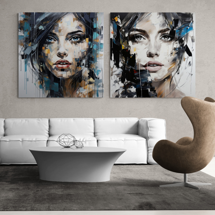 Tablou canvas, modern, portret femeie senzuala, abstract, colorat, pentru dormitor [1]