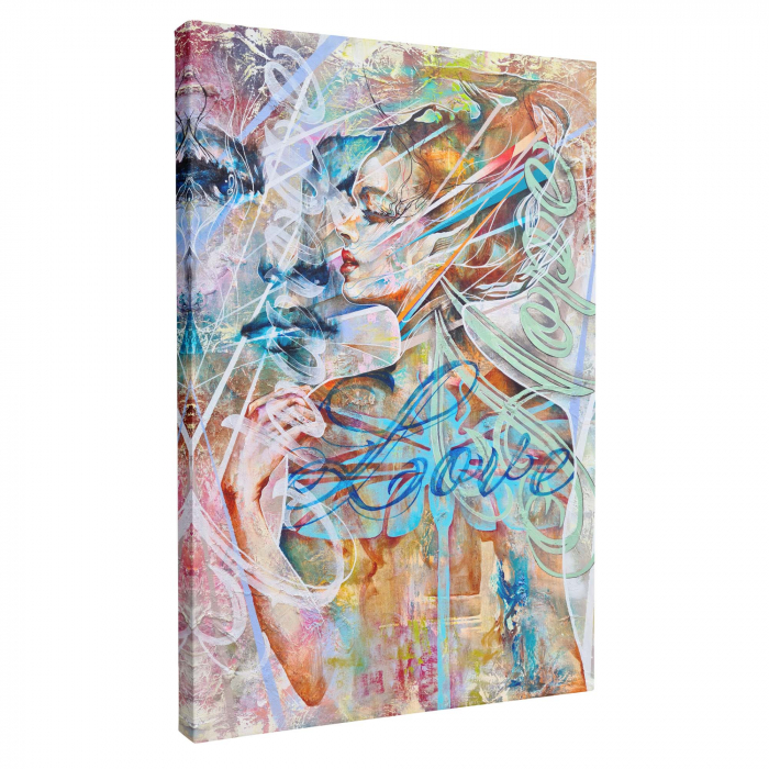 Tablou canvas, modern, portret femeie senzuala, multicolor, pentru sufragerie, 50 x 70 cm [2]