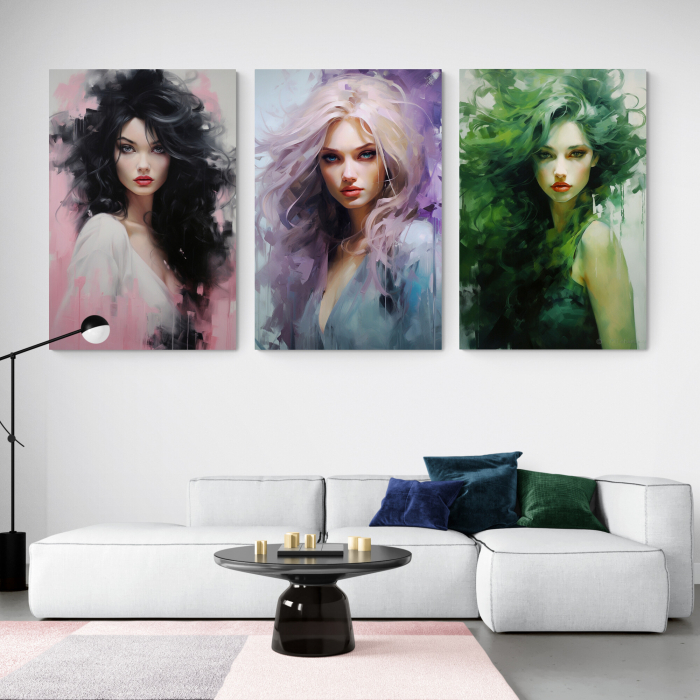 Tablou canvas, modern, portret femeie, stil abstract minimalist, pentru dormitor [1]