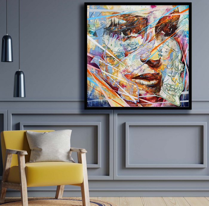 Tablou canvas, modern, portret pictat, multicolor, pentru sufragerie [1]