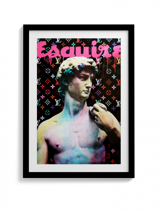 Tablou canvas modern cu portretul stilizat și colorat al statuii David. [2]