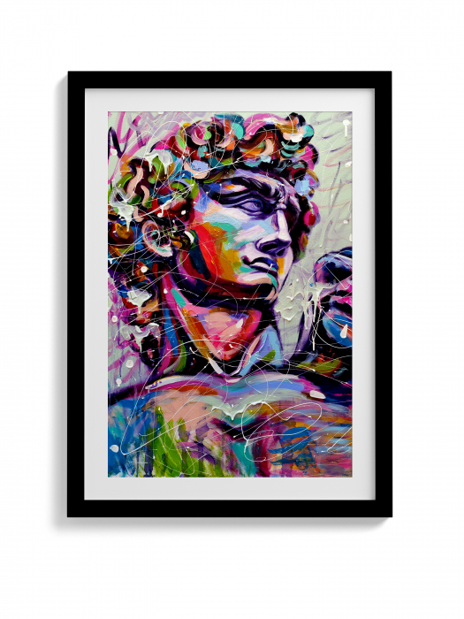 Portret modern și colorat al statui David pe canvas pentru decor interior [3]