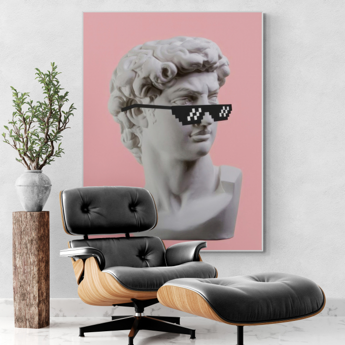 Tablou canvas modern, David stilizat pe fundal roz [1]