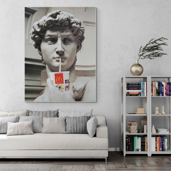 Portret abstract pe canvas al statuii David, ideal pentru birou. [1]