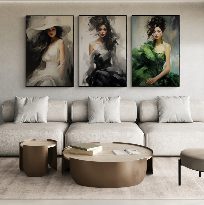 Tablou canvas, modern, silueta femeie eleganta, fashionin, stil abstract, pentru living [1]
