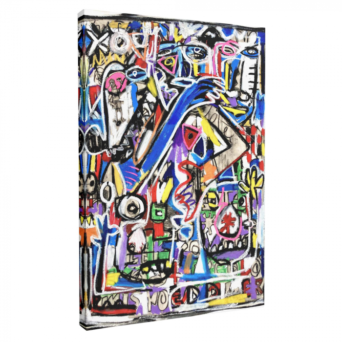 Tablou canvas, modern, stil Basquiat, multicolor, pentru living, 50 x 70 cm [2]
