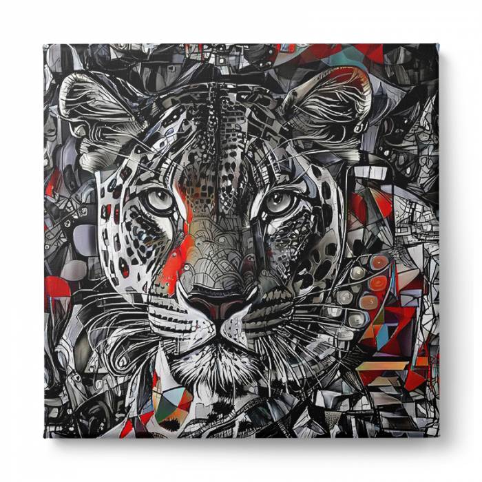 Tablou canvas modern, tigru alb, rosu , multicolor pentru living [1]